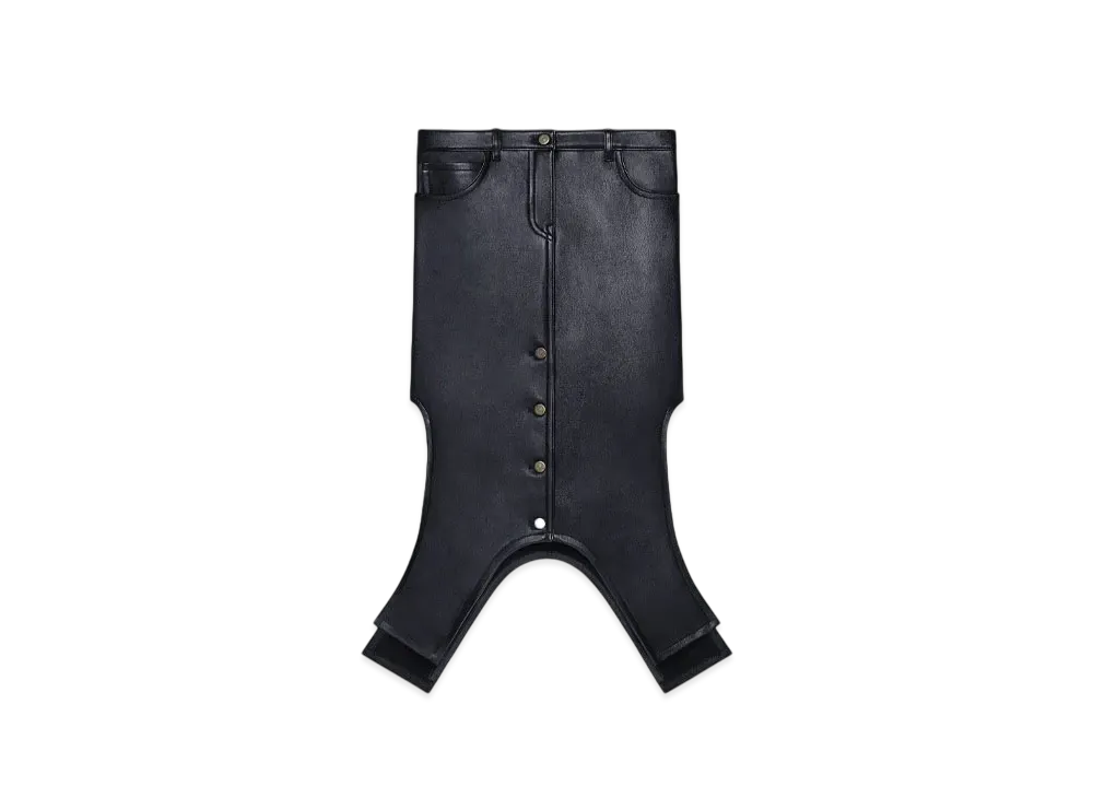 Courreges Reversed Long Leather Skirt "Black"