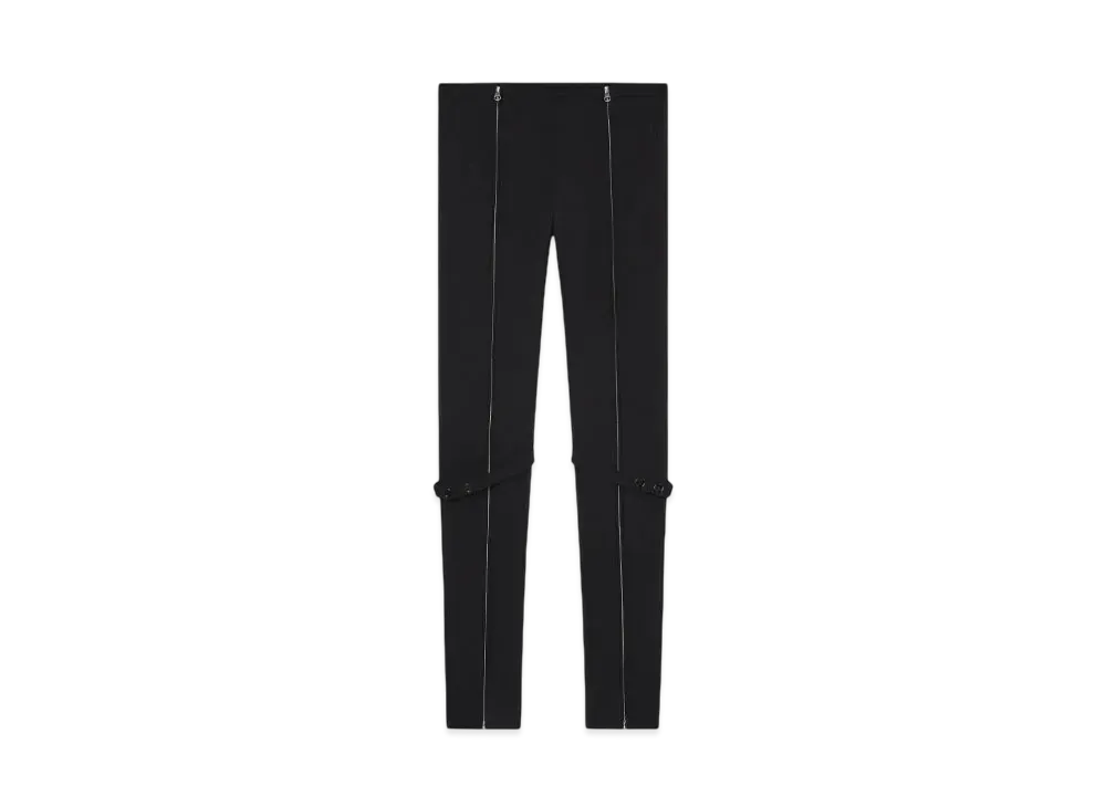 Courreges Zipped Stretch Wool Tailored Pants "Black"