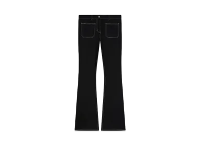 Courreges 2-Pocket Topstitched Denim Bootcut Pants "Black/Heritage White"