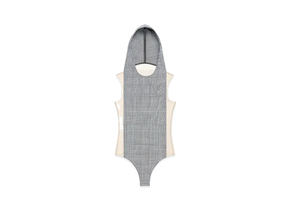 Courreges Illusion Hooded Bodysuit "Sand/Prince of wales"