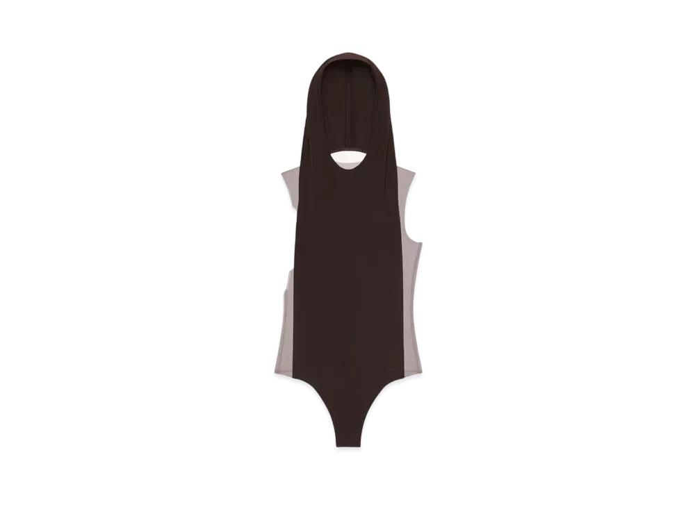 Courreges Illusion Hooded Bodysuit "Chocolate/Black"