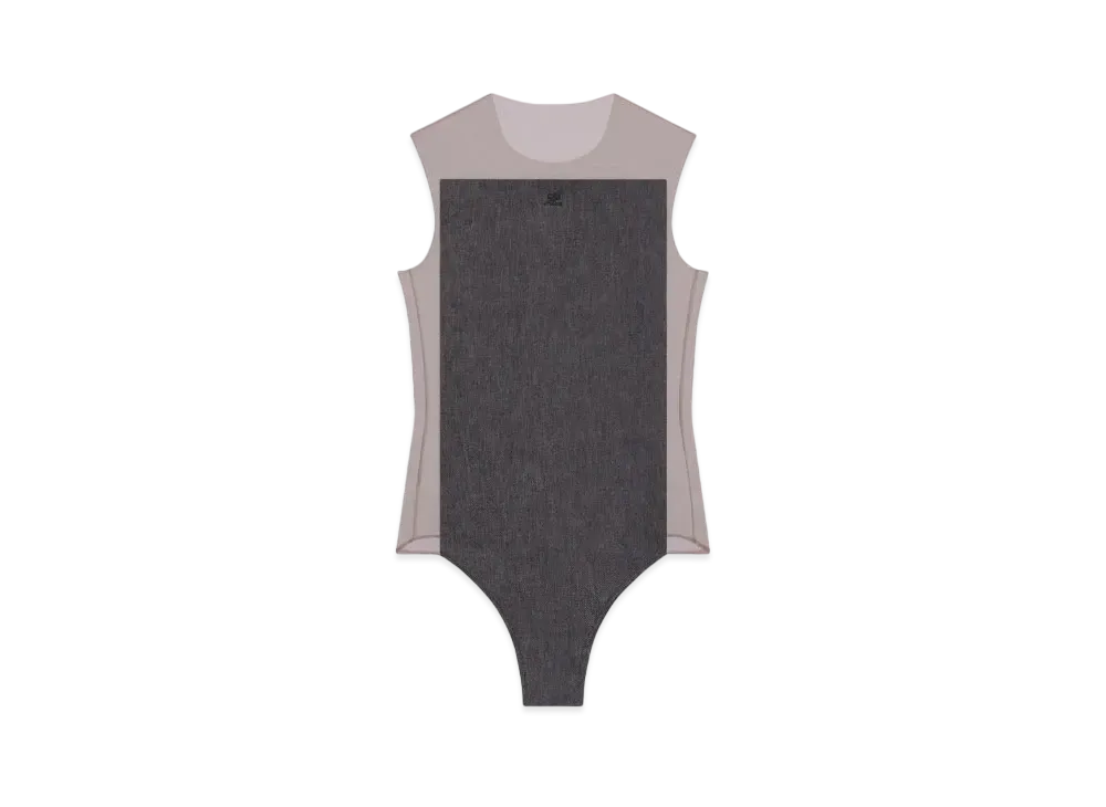 Courreges Illusion Denim Bodysuit "Chocolate/Dark Heather Grey"