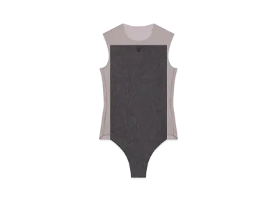 Courreges Illusion Denim Bodysuit "Chocolate/Dark Heather Grey"