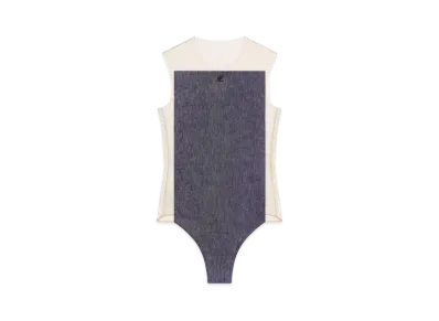 Courreges Illusion Denim Bodysuit "Sand/Dark Heather Grey"