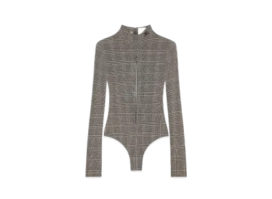 Courreges Prince Of Wales Drop Volcano Bodysuit "Natural/Mud Brown"