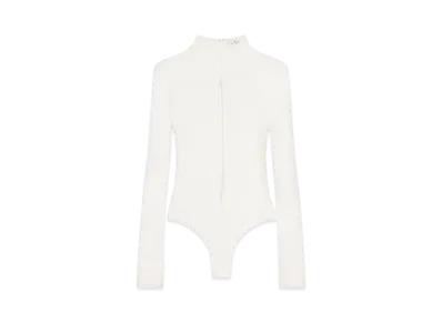 Courreges Drop Volcano Jersey Bodysuit "Heritage White"