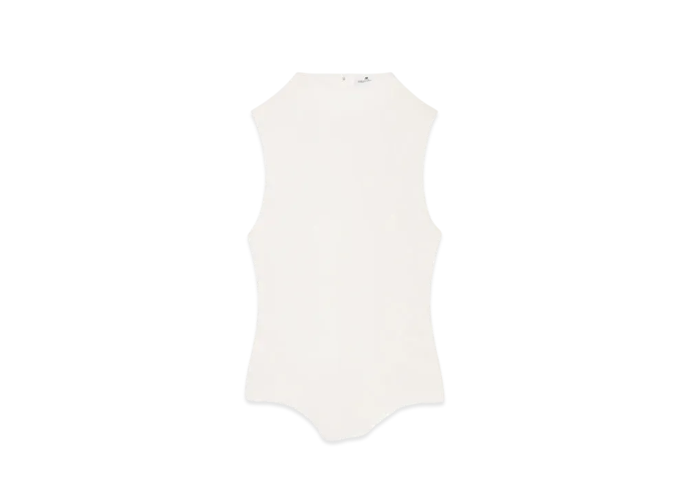 Courreges High Neck Crepe Jersey Bodysuit "Heritage White"