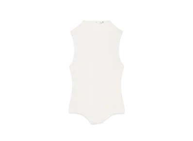 Courreges High Neck Crepe Jersey Bodysuit "Heritage White"