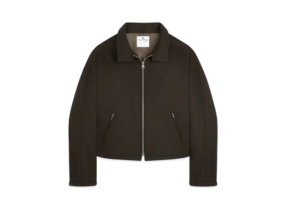 Courreges Zipped Wool Bomber Jacket "Mud Brown"