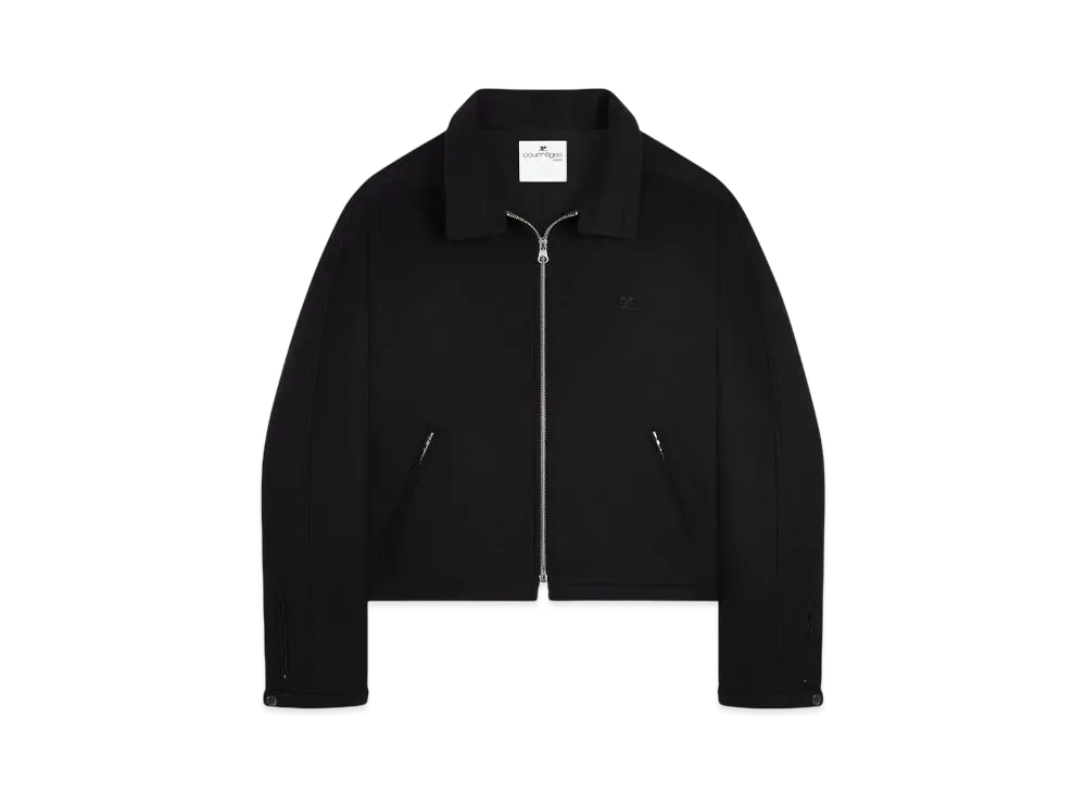 Courreges Zipped Wool Bomber Jacket "Black"