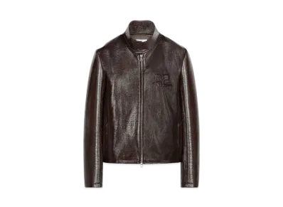 Courreges Zipped Vinyl Biker Jacket "Chocolate"