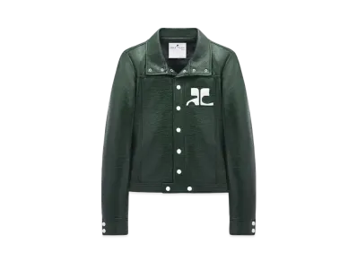 Courreges Men's Reedition Vinyl Jacket "Dark Green"