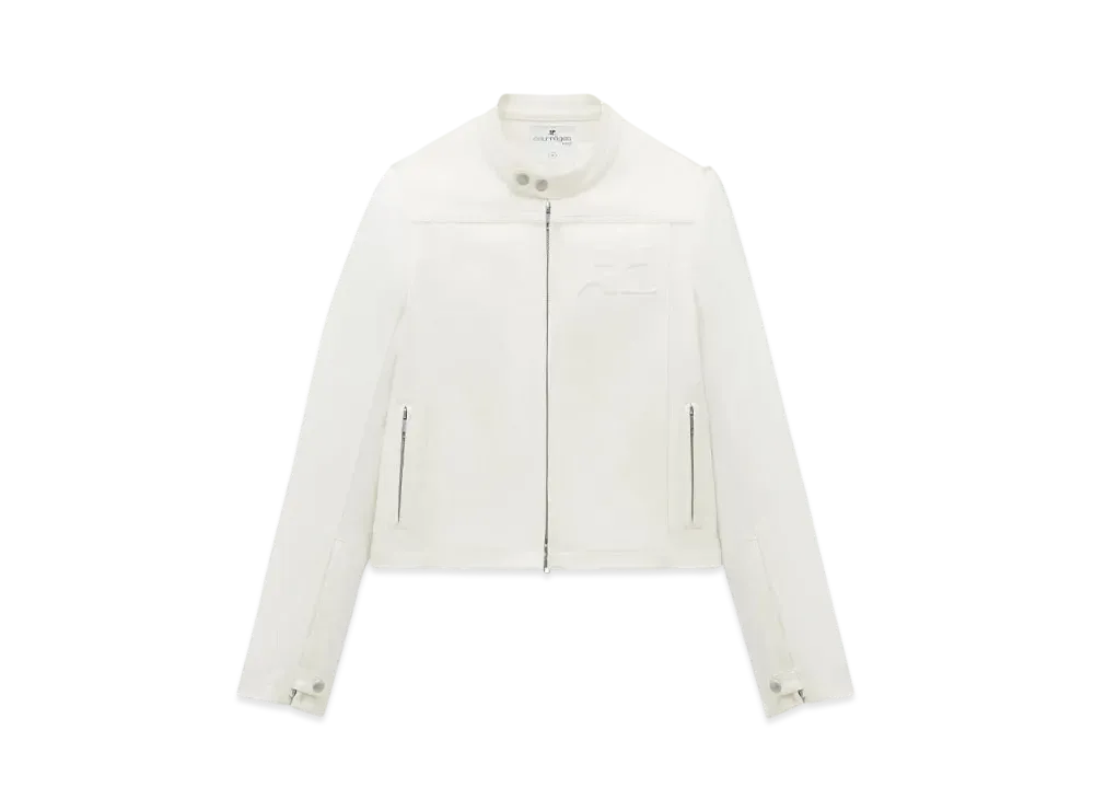 Courreges Iconic Denim Biker Jacket "Heritage White"