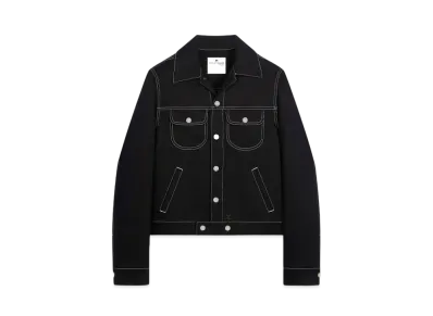 Courreges Men's Topstitched Denim Trucker Jacket "Black/Heritage White"