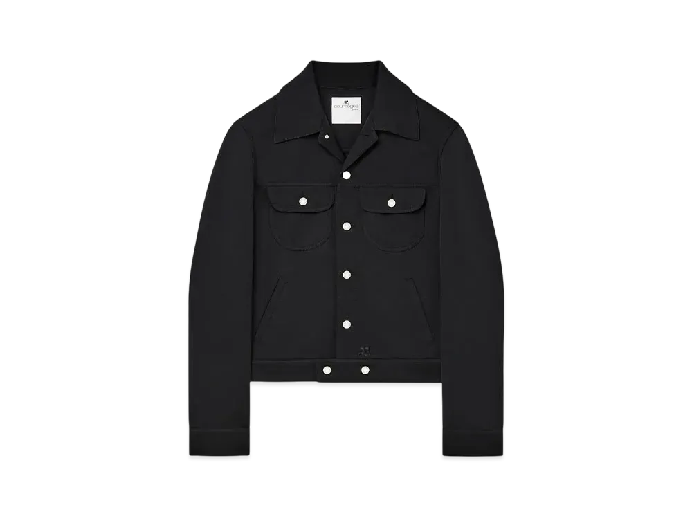 Courreges Men's Twill Trucker Jacket "Black"