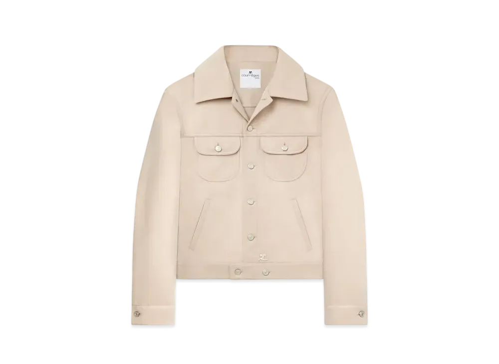 Courreges Men's Twill Trucker Jacket "Sand"