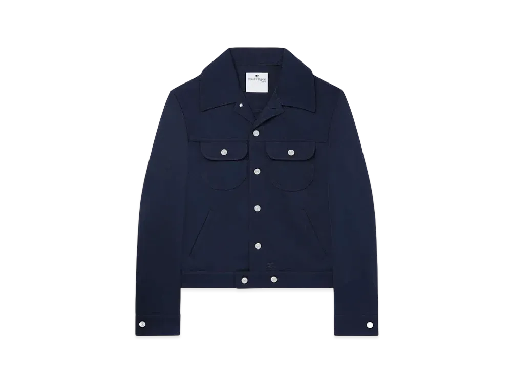 Courreges Men's Twill Trucker Jacket "Navy"