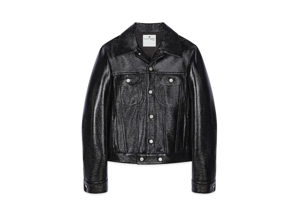 Courreges Men's Vinyl Trucker Jacket "Black"