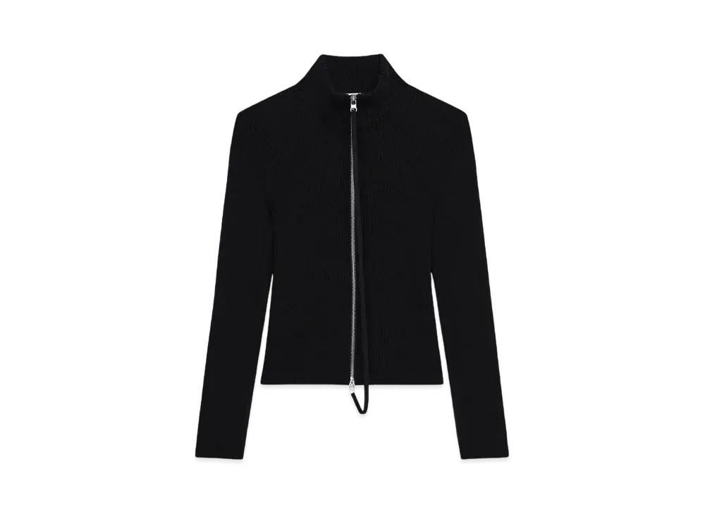 Courreges Knitted Zipped Cardigan "Black"