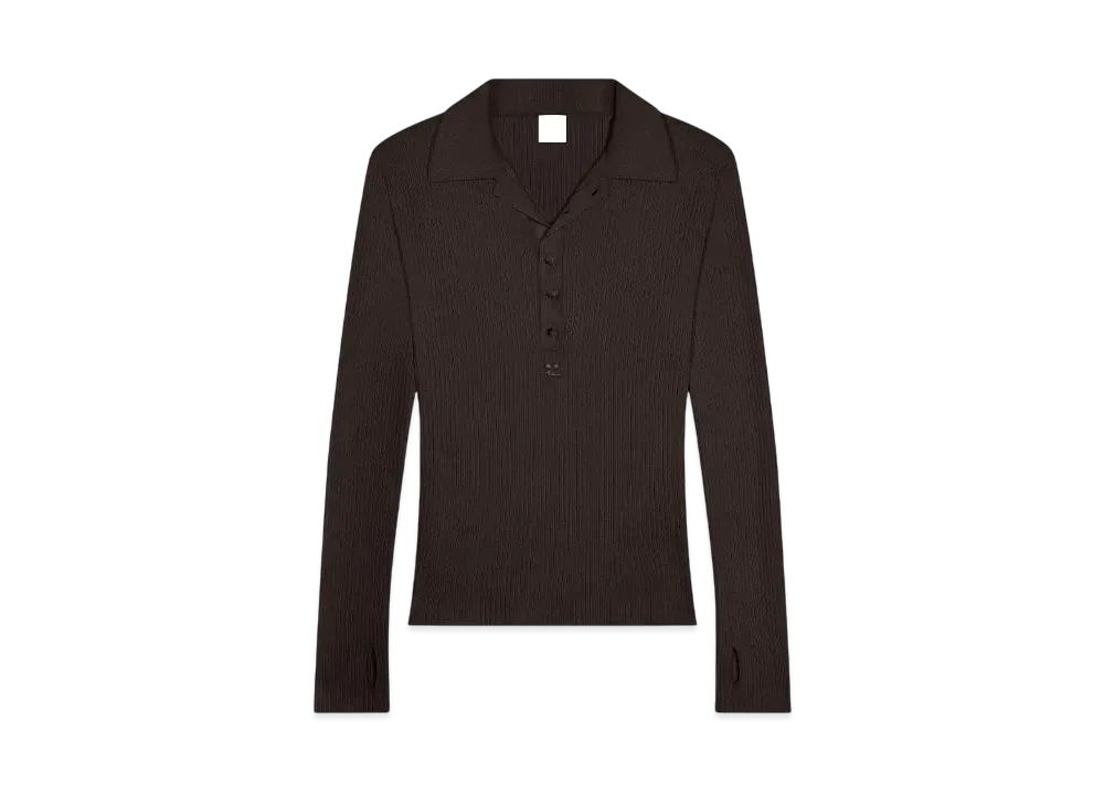 Courreges Men's Light Wool Polo "Mud Brown"