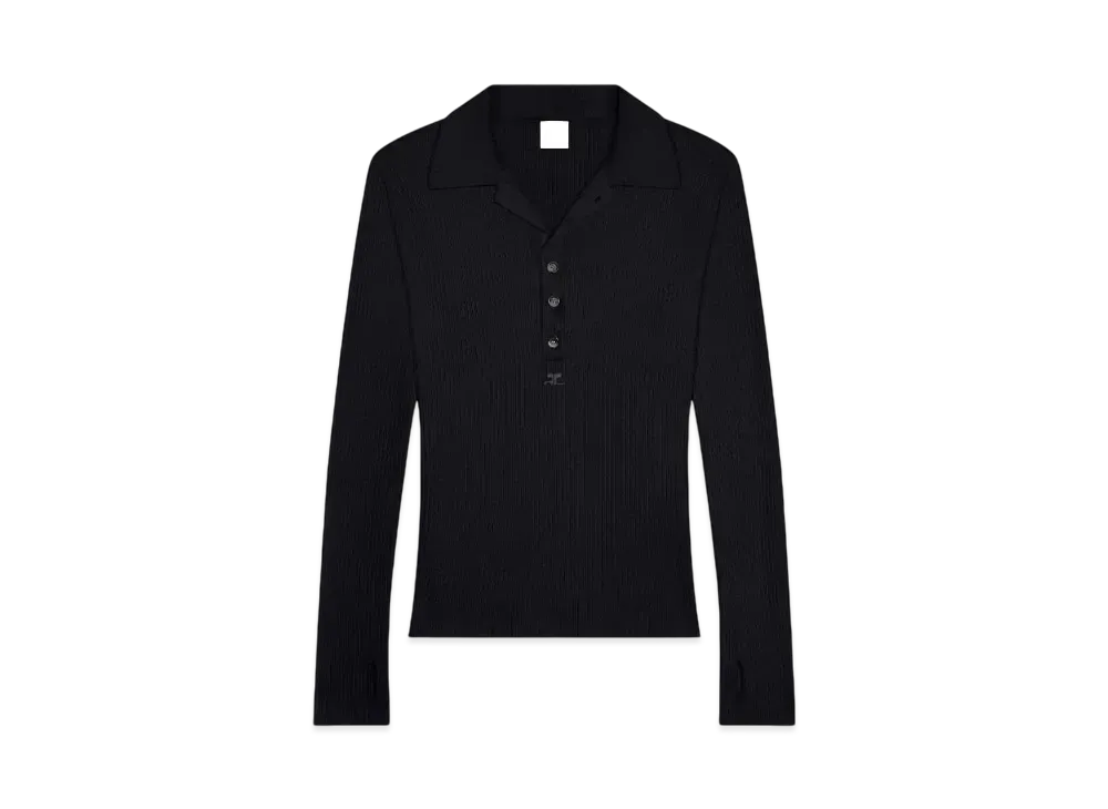 Courreges Men's Light Wool Polo "Black"