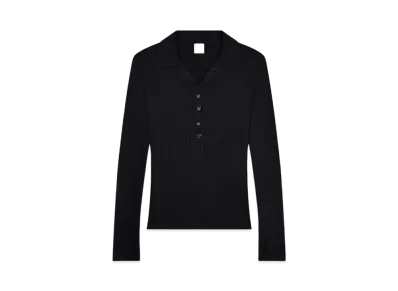 Courreges Men's Light Wool Polo "Black"