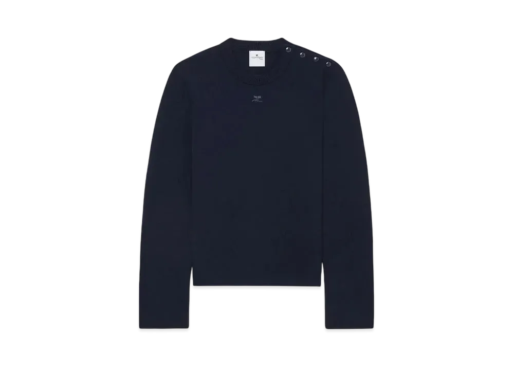 Courreges Shoulder Snaps Sweater "Navy"