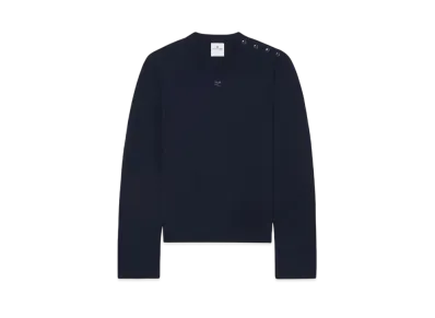 Courreges Shoulder Snaps Sweater "Navy"