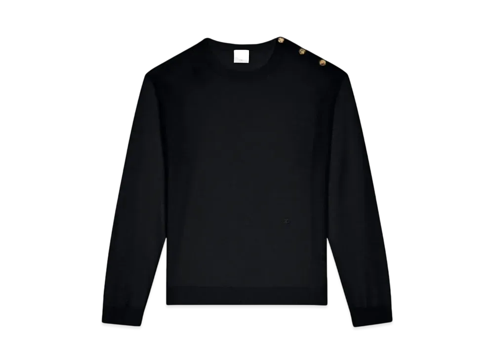 Courreges Shoulder Snaps Light Wool Sweater "Black"