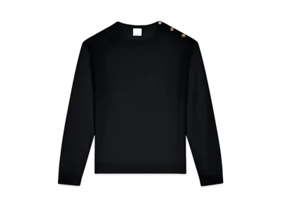 Courreges Shoulder Snaps Light Wool Sweater "Black"
