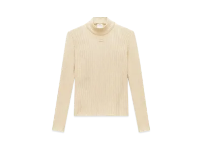 Courreges Reedition Rib Knit Mockneck Sweater "Sand"