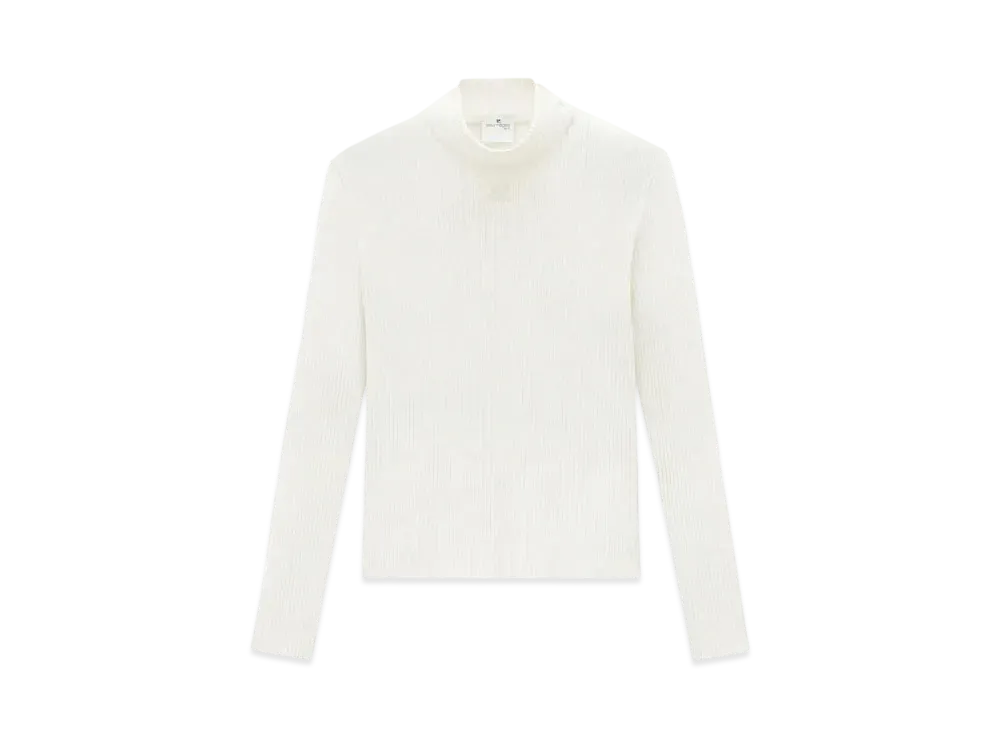 Courreges Reedition Rib Knit Mockneck Sweater "Heritage White"