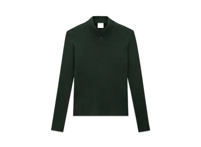 Courreges Reedition Rib Knit Mockneck Sweater "Dark Green"