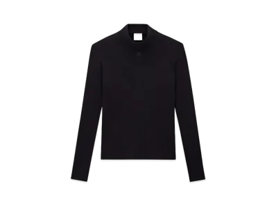 Courreges Reedition Rib Knit Mockneck Sweater "Black"