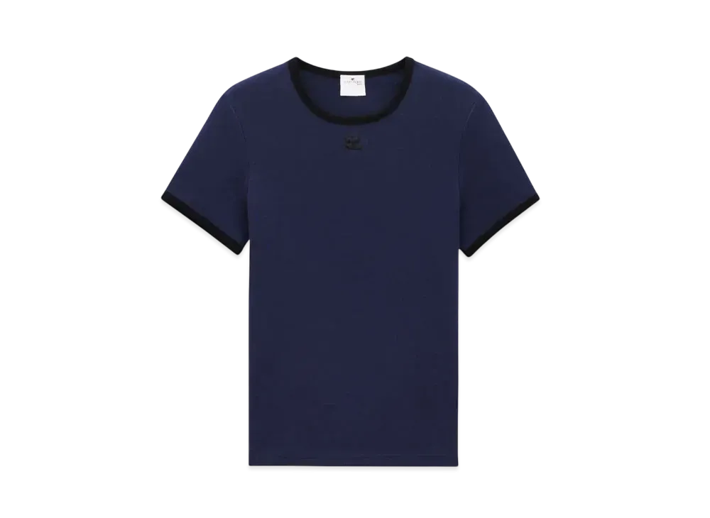 Courreges Men's Signature Contrast T-Shirt "Navy/Black"