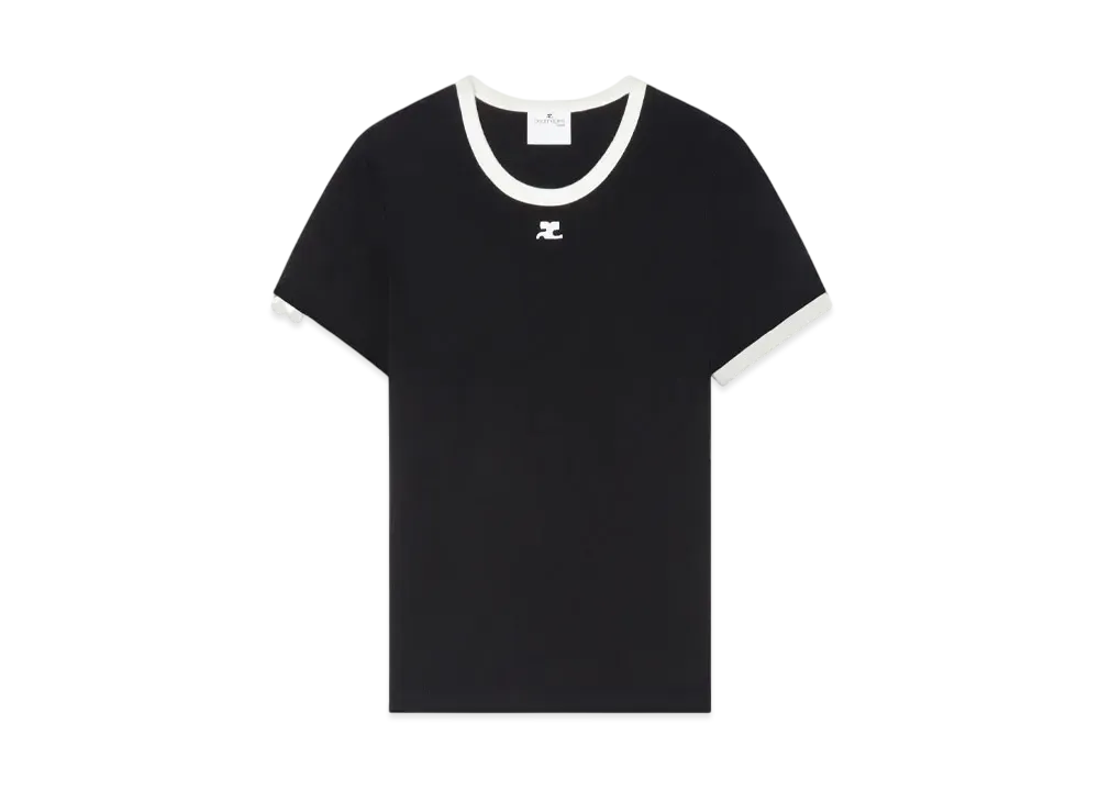 Courreges Men's Signature Contrast T-Shirt "Black/Heritage White"