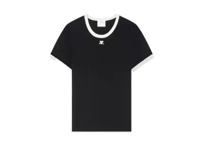 Courreges Men's Signature Contrast T-Shirt "Black/Heritage White"
