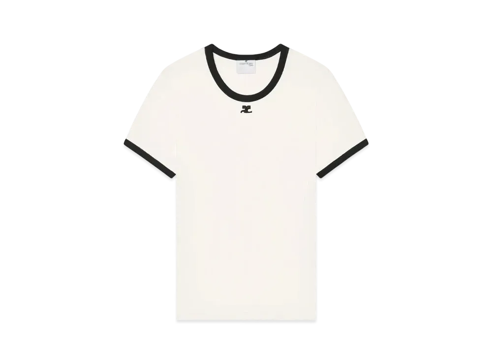 Courreges Men's Signature Contrast T-Shirt "Heritage White/Black"