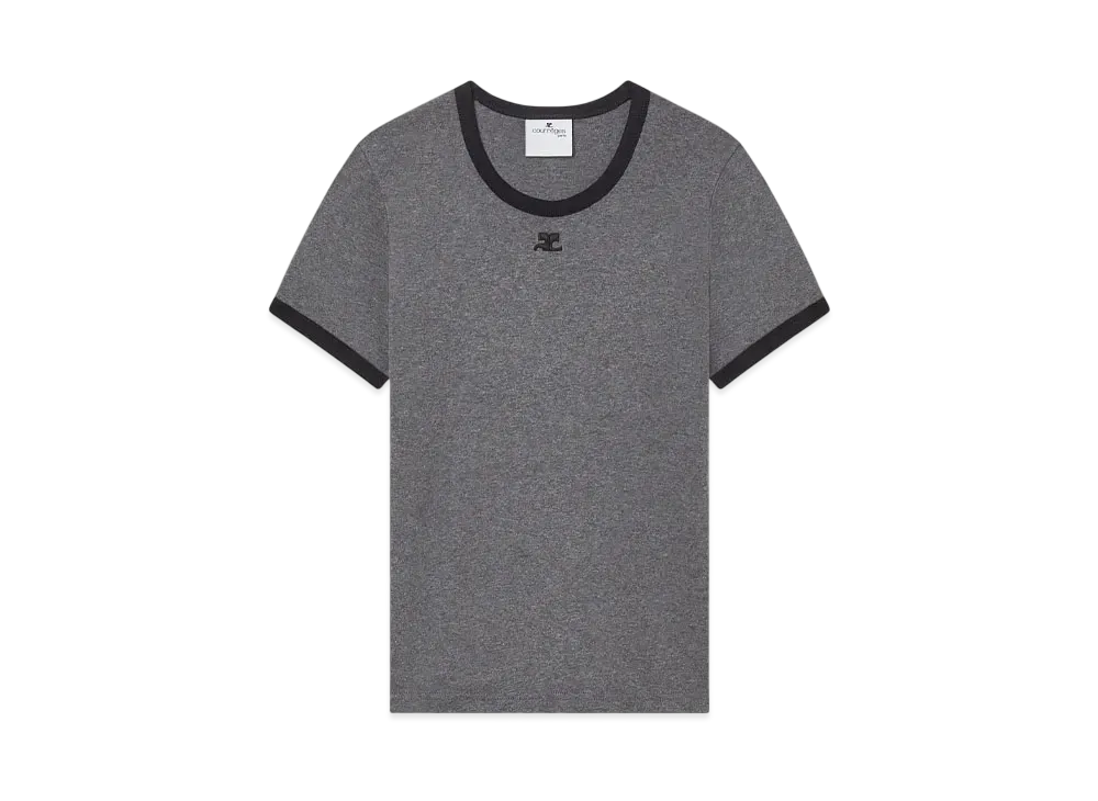 Courreges Men's Signature Contrast T-Shirt "Dark Heather Grey/Black"