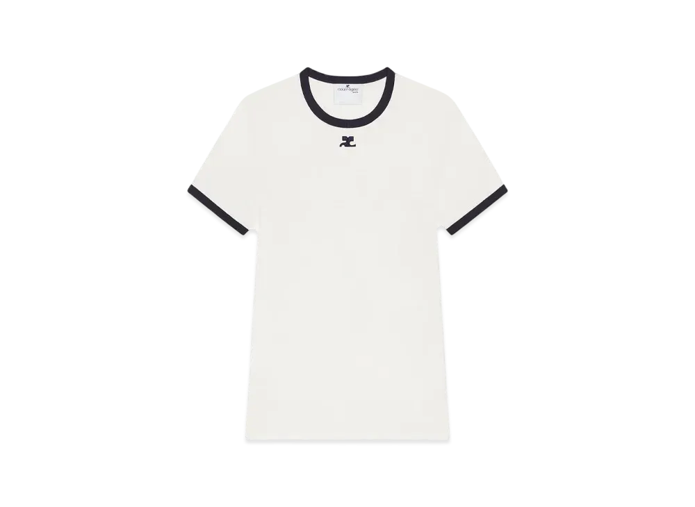 Courreges Signature Contrast T-Shirt "Heritage White/Navy"