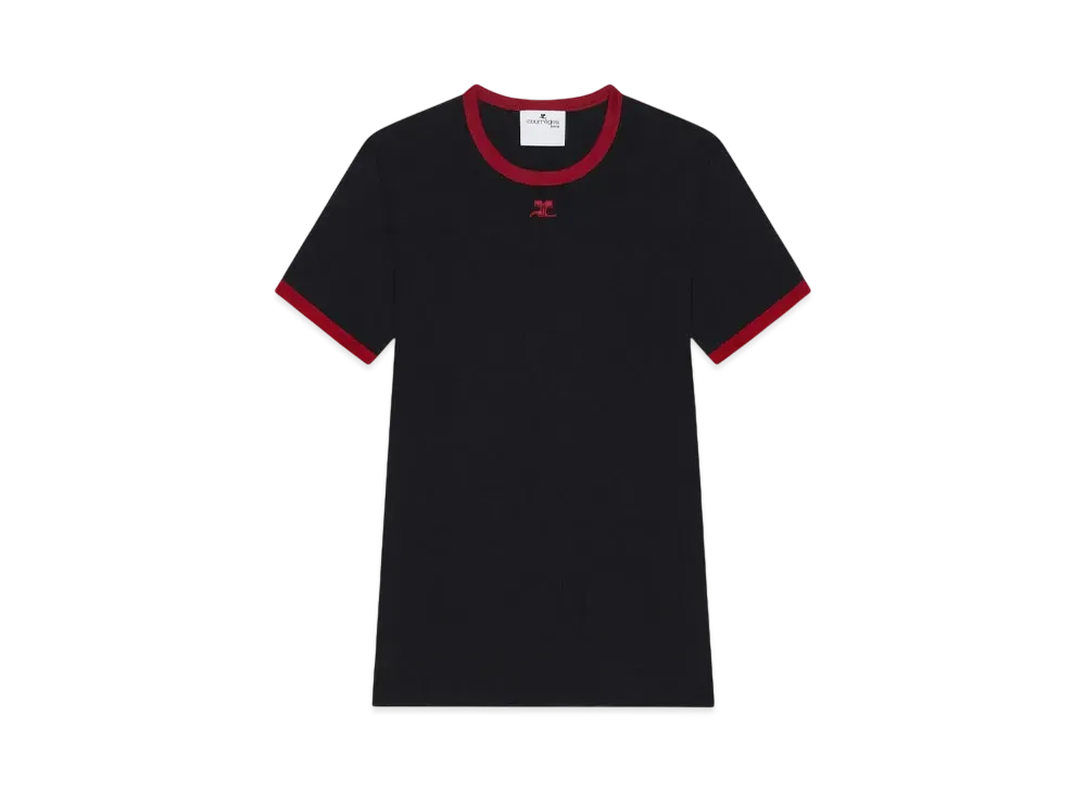 Courreges Signature Contrast T-Shirt "Black/Ruby"