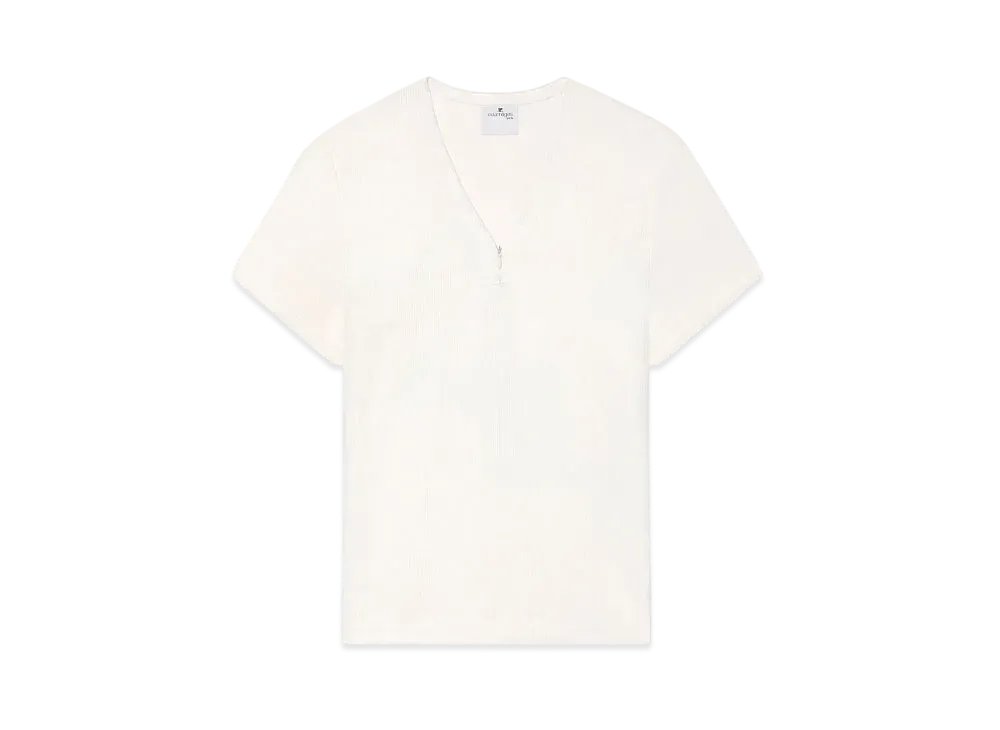 Courreges Zipped 90'S Rib T-Shirt "Heritage White"