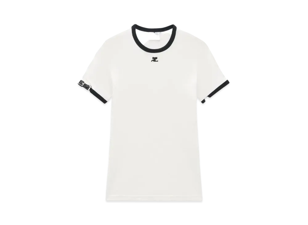 Courreges Buckle Contrast T-Shirt "White Heritage/Black"