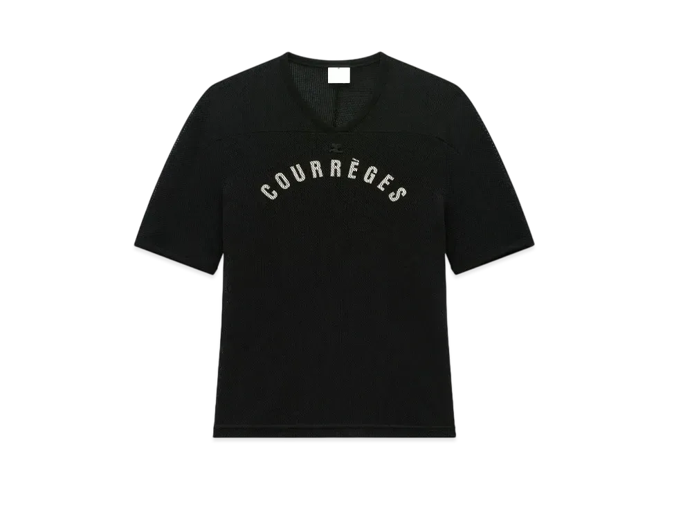 Courreges Baseball Printed Mesh T-Shirt "Black"