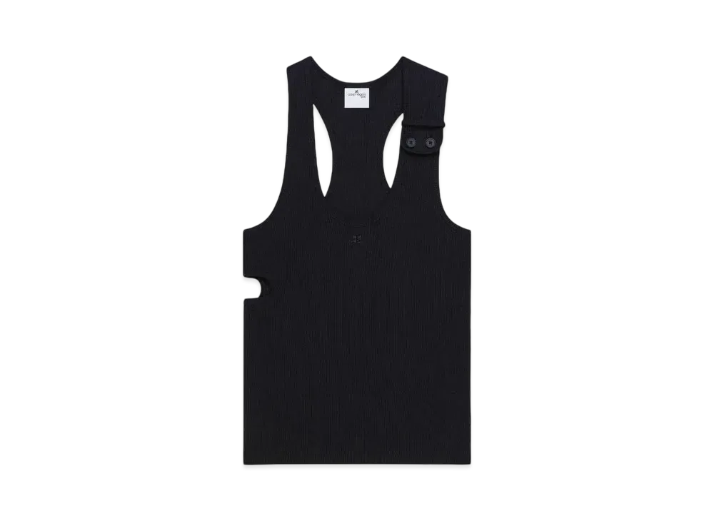 Courreges 90'S Rib Cut Out Top "Black"