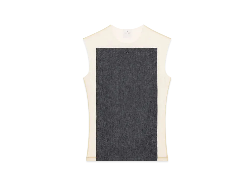 Courreges Illusion Denim Top "Sand/Dark Heather Grey"
