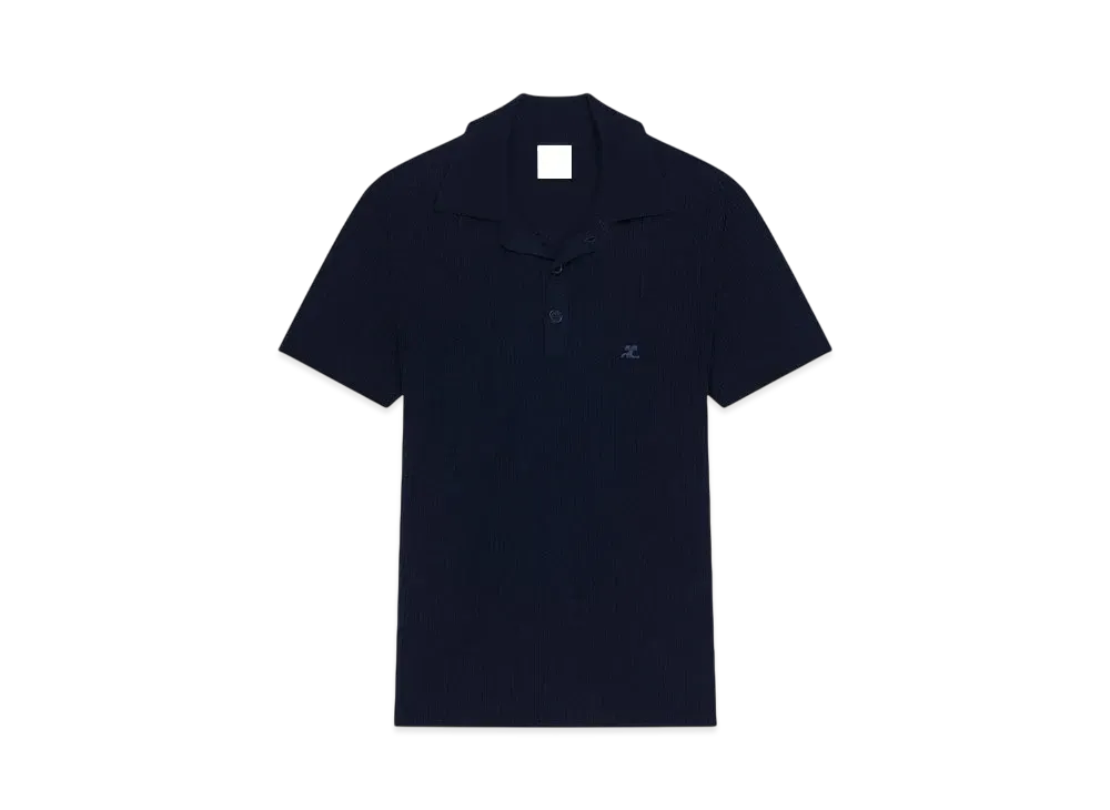 Courreges Rib Knit Polo "Navy"
