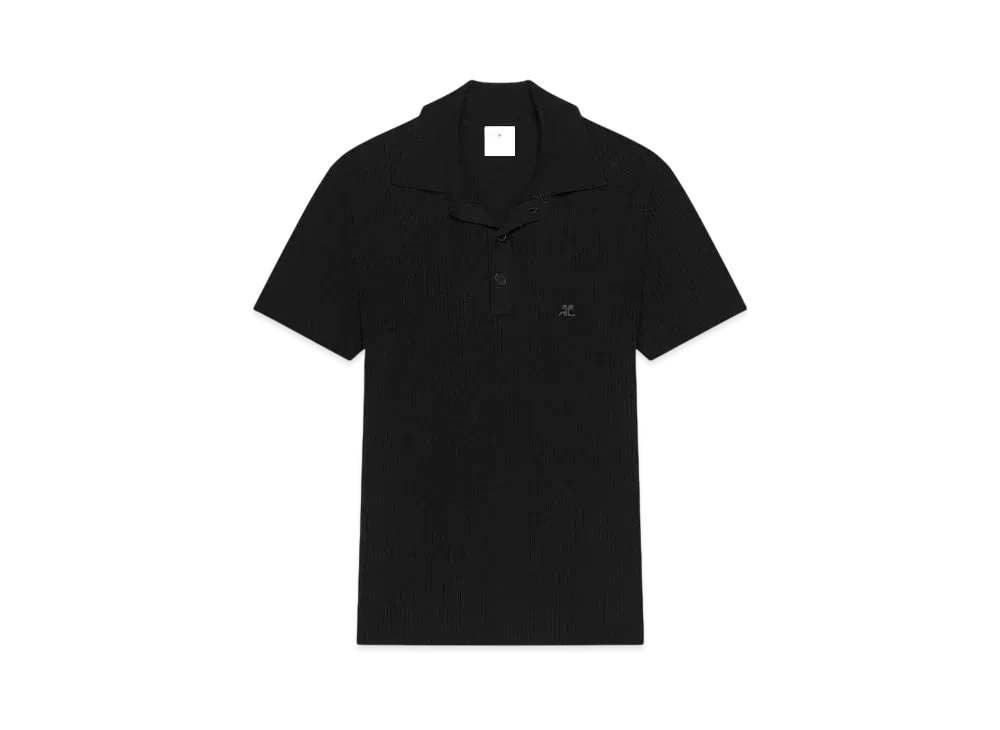 Courreges Rib Knit Polo "Black"