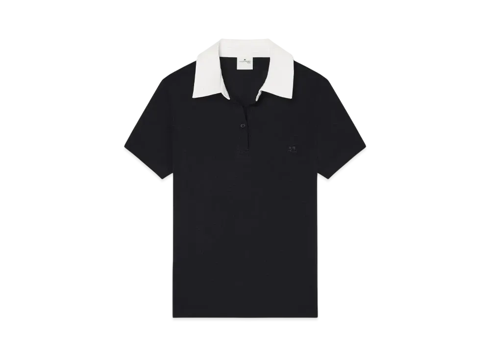 Courreges Contrasting Cotton Polo "Black/Heritage White"
