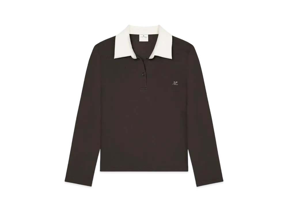 Courreges Contrasting Cotton Polo Shirt "Mud Brown"